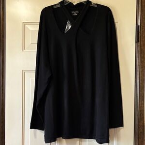 NWT size 22 City Chic Black Mia Cross Jumper / Sweater (ABBA)